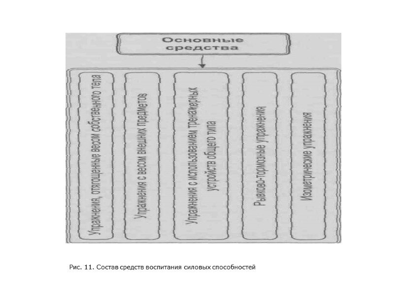 Рис. 11. Состав средств воспитания силовых способностей